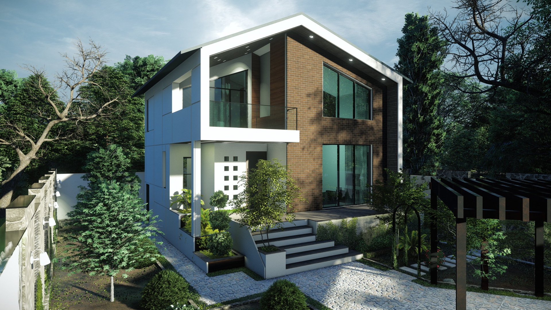 نمای روبه رو یک ویلای طراحی شده، کارفرما آقای دریاباری