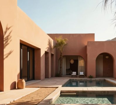 حیاط مرکزی ریاض در معماری مراکشی با حوض آب